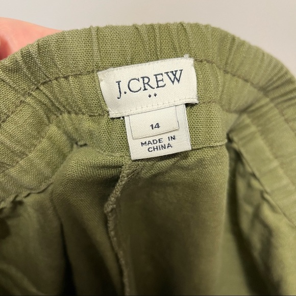 ➕ J. Crew Factory Olive Green Drawstring Linen Blend Pants Womens Size 14 - Picture 9 of 10